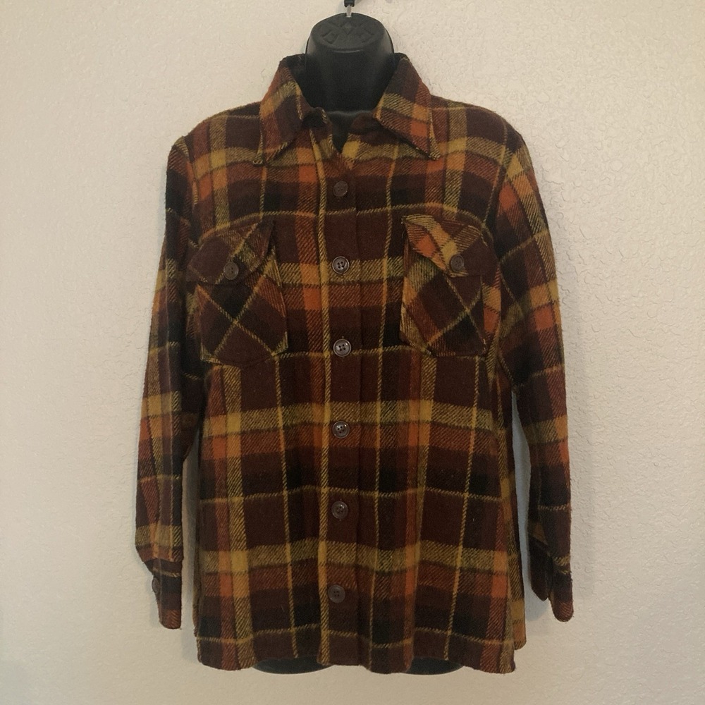 Vintage Wool Pariani Poland Heavy Plaid Button Shirt Size 16, Read Description